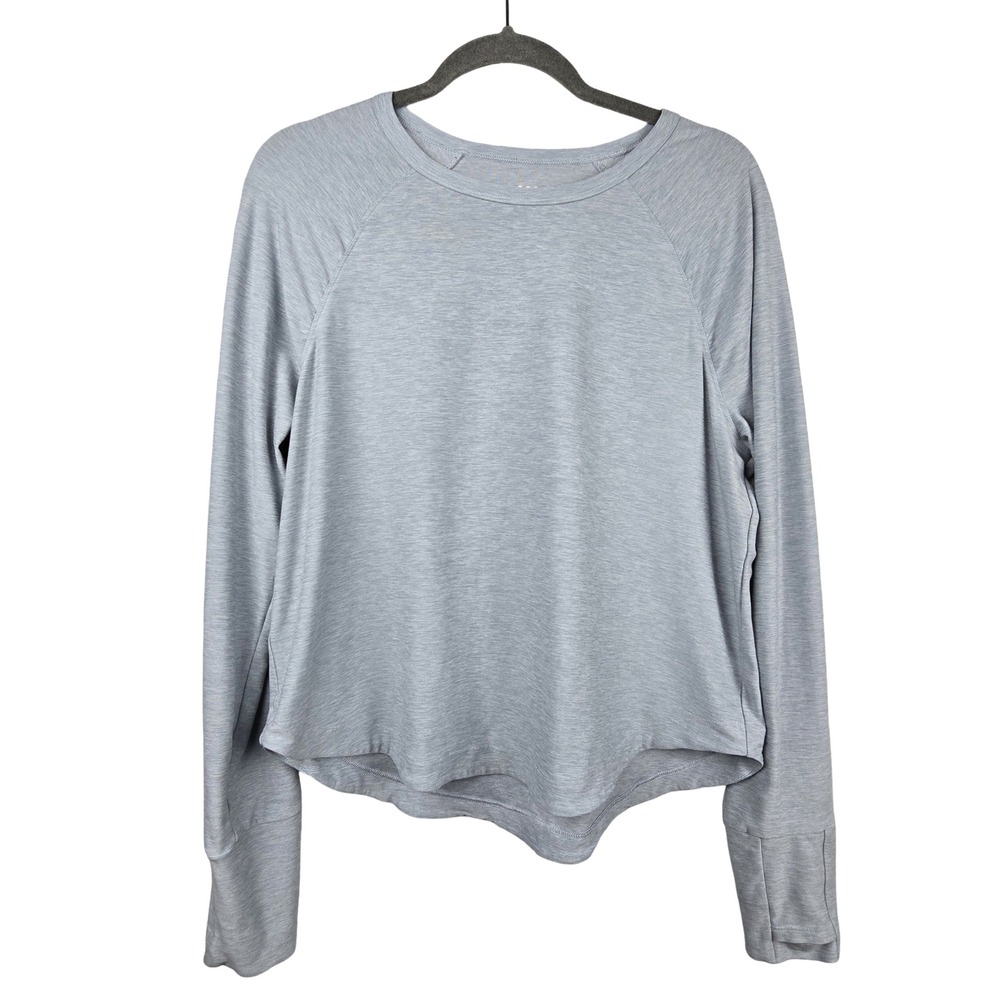 Title Nine Buttah Lt Top Women L Gray Long Sleeve Raglan Athleisure Gorpcore
